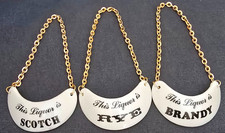 3pc Set Porcelain Liquor Bottle Tags Stafford Japan - Scotch, Rye, Brandy picture