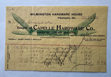 Vintage 1909 Billhead Wilmington DE Capelle Hardware 212 Market St Cutlery Guns picture
