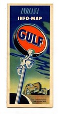Gulf Indiana Info Map Rand McNally 1948 picture