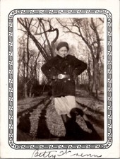 Beautiful Young Lady Winter Coat in Woods Fashion Americana 1930s Vintage Photo picture