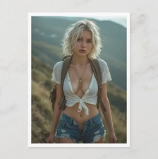Austrian Mountain Beauty Risqué Pinup Postcard Blonde Hiking Glamour picture