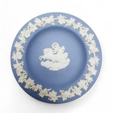 Vintage Wedgwood Blue Jasperware Roman Goddess Aurora and Chariot Trinket Dish picture