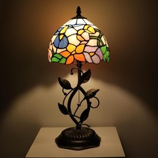 Tiffany Style Stained Glass Table Lamp Blue Hummingbird 18