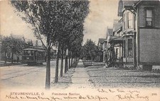 E74/ Steubenville Jefferson County Ohio Postcard 1907 Residence Section Trolley picture
