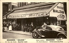 Paris Brasserie Balzar Brasserie Lipp L. Giquel c1930s-40s Vintage Postcard picture