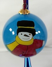 Handpainted Snowman Blown Glass Ball Ornament In Ornament Box Christmas  picture