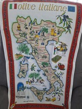 Olive Italiane 100% Cotton Kitchen Towel Map of Italy Olive Regions 20” X 34” picture