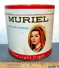 Round Vintage Muriel Senators (empty) Cigar Tin, the Light Cigar fantastic shape picture