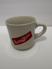 Vintage 1970s Ceramic Burma-Shave White Shaving Cup Coffee Mug Red Logo picture