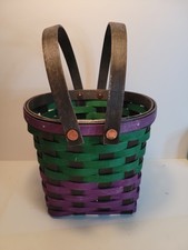 Longaberger Halloween Basket 2023 Green Purple Black Double Handle picture