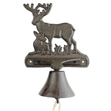 Rustic Cast Iron Deer Dinner Bell Wall Mounted Cabin Lodge Decor Antique Brown picture