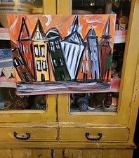 Halloween Painting Haunted Charleston S Carolina Orig Great Backdrop 16×19 1/2