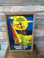 Vintage Improved Order of Red Men Lodge Sign Clock Iroquois Tribe 35 Rustic Art picture