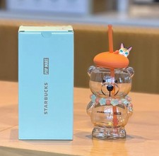 New 2026 China Starbucks x Pop Mart 460ml Molly Bear Shaped Glass Straw Cup picture