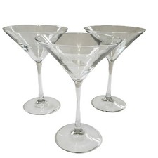 Kahlua Martini Glasses Clear Glass Cocktail Stemware Etched Logo Set of Three picture