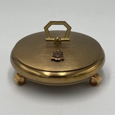 Vintage Premium Brass Tabletop Display Trinket Box Footed Lined w/ RED Velvet picture