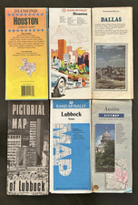 Lot of 6 Vintage Texas City Maps 1978-1998 Houston Dallas Austin Lubbock picture
