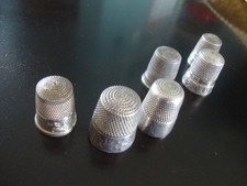 Wisconsin Estate Lot: Six Vintage Sterling (.925 Pure) Silver Thimbles picture
