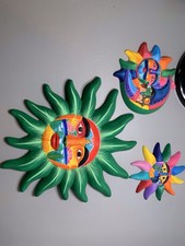 Sun & Moon W/ Eclipse 3 Piece Hand Painted Bright Multicoloured picture