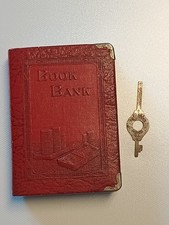 Vintage Zell Red Coin Book Bank Ben Franklin Save & Have Vol. V, with Key NICE picture