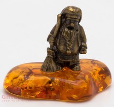 Solid Brass Amber Figurine warding charm Household Spirit Diety domovoy IronWork picture