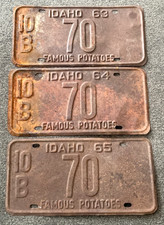 WOW RARE LOT OF 3 IDAHO 2 DIGIT #70 LICENSE PLATE PLATES 1963 1964 1965 picture