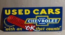 Chevrolet Used cars Porcelain Enamel Sign  36 x 15 Inches 1 Sided picture