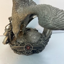 THE THUNDER IN THE SKY, HARLEY DAVIDSON PEWTER BIKE AND SORING EAGLE STATUE picture