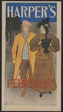 Photo:Harper's February 1896 Magazine Cover Art Couple Illustration picture