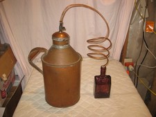NICE Antique Copper 2 GAL  Moonshine Still w/Coil+ RARE K C BOOZ'S OLD CABIN JUG picture
