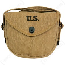 WW2 US Thompson Drum Magazine Pouch - Khaki Cotton Canvas Reproduction picture