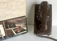 Vintage ITT Rotary Wall Phone Cocoa Brown PC-554 w/Box, Packaging, Pamphlet READ picture