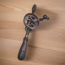 VTG Millers Falls USA No. 5 Egg Beater Hand Manual Drill W/ Dark Wood Handles picture