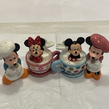 NEW Westland Ceramic Mickey&Minnie; Whirling TeaCups Salt &Pepper Shakers. Set 4 picture