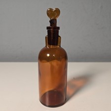 Vintage Amber Glass T.K. Dropper Bottle 100ml Heart Stopper Apothecary Medical picture