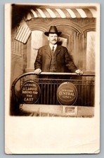 c1910 RPPC NY St Louis Central Lines Railroad Train Studio Prop Postcard Vtg A7 picture