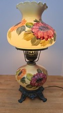VTG Gone With The Wind Hurricane 3-way Floral Parlor Lamp Hand Painted 20” picture