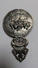 Vintage Hans Jensen Silver Plate Hand Mirror Denmark 1940s picture