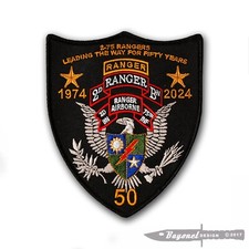 US Army Ranger - 2nd Battalion, 75th Infantry Reg - 50 Year Anniv patch with Wax picture
