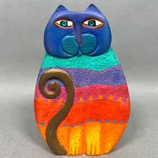 Laurel Burch Rainbow Cat Statue SIGNED 1999 United Design Kitty Sculpture Cats picture