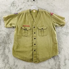 Vtg Boy Scouts of America Official Uniform Shirt Sanforized Green 50s Sioux City picture