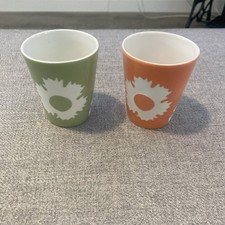 Set Of 2 Party Lite Votive Candle Holders. Peach And Green picture
