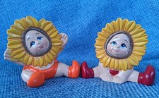 Vintage Dona's Ceramic Sunflower Babies Set of Two Hand Painted Figurines picture
