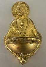 Antique 1894 Jennings Brothers Sacred Heart Holy Water Font Original Cork /Mount picture