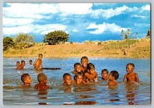 Postcard - Fijian Children Having A Cool Swim In Fresh Water Creeks In Fiji. picture