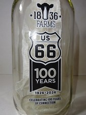 1836 Farms Route 66 100 Years Commemorative Glass Milk Bottle 1926–2026 picture