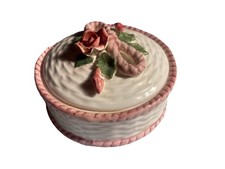 Antique Ribbon Rose Handcrafted Exclusively For Seymour Mann Inc. Dish W/lid picture