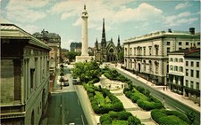 MARYLAND Baltimore Washington Monument & Mt Vernon Place MD Vintage Postcard picture