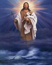 Catholic print picture- CHRIST OVER WATER W/ LAMB  - 8