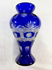Vintage Cobalt Blue Cut Glass Vase 10